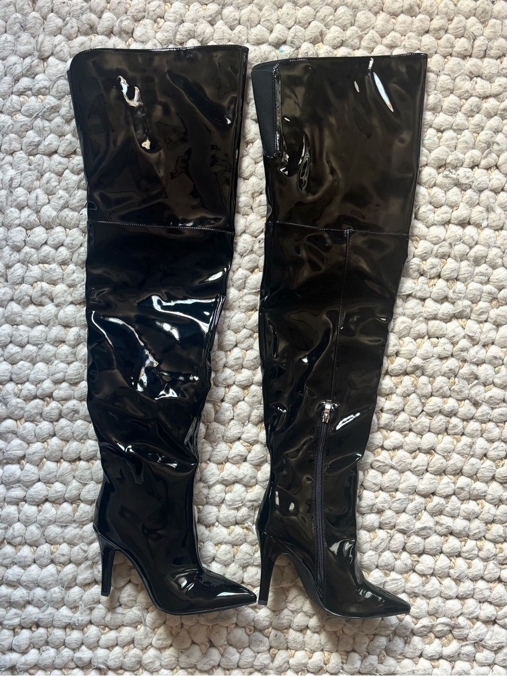 Black Patent Over-The-Knee Boots - Picture 6 of 9